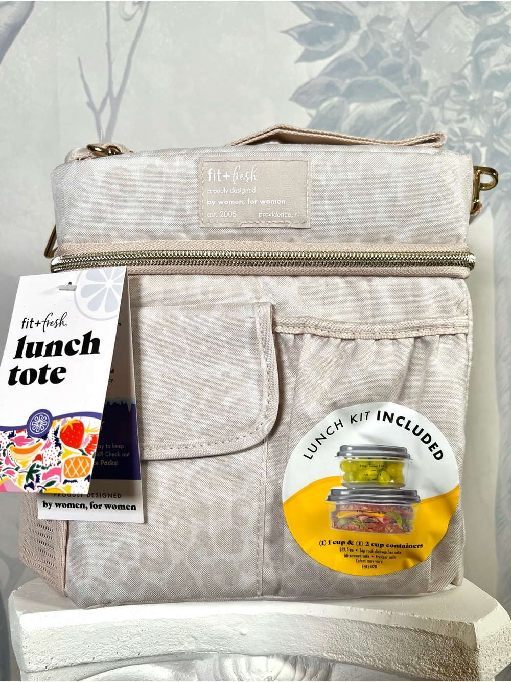 Fit+Fresh Beige Leopard Lunch Bag